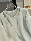 Retro Lazy Loose Knitted Cardigan Women's Autumn New Minority Foreign Style Sweater Harness Vest Two-Piece Set-Outfit