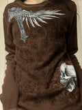 Vintage Skull Print Long Sleeve Knit-Outfit