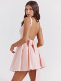 Backless Bow Mini Dress-Outfit