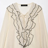 Homemade New Women's Oceanic Laminated Semi-Transparent Shirt