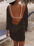 Color Backless Long Sleeve Wrap