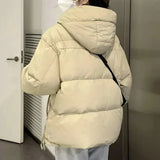 Winter Turtleneck Parkas for Women Korean Style Hooded Thick Warm Jacket Woman Solid Zipper Up Puffer Outwear