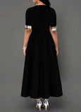 Temperament Commute Round Neck Color Half Sleeve Irregular Long