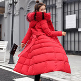 Cotton-Padded Clothes Women 2023 Korean Version Long Over The Knee Color Wool Collar Large Size Down Cotton-Padded Jacket Slim Cotton-Padded Jacket Women-Outfit
