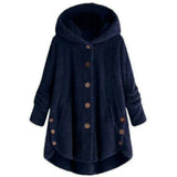 print jacket women's button solid color hooded
