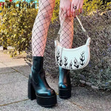 Thick Heels Chunky High Boots-Outfit
