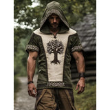Men's Short-Sleeved Loose Casual Hoodie 3D National Style Digital Printing Short
