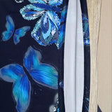 New Summer Dress Female Butterfly Print V-Necked Long
