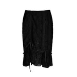 Toloer Classical Palace Wind Lace Flounce Skirt Female New Low Waist Retro Temperament Draw Rope-Outfit