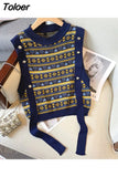 Vest Women Retro All-match Classic Fashion Knitting Preppy Style Simple Design Casual Chic Knitting Sweet