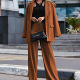 Toloer Spot 2024 Autumn / Winter New Solid Color Long Sleeve Women's Street Shot Two Casual Suit Sets-Outfit