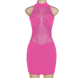 INS 2024 Summer New Women's Fashion Round-Neck Sleeveless Sexy Perspective Fit-Up