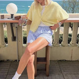 Button Up Short Sleeve Cardigan-Outfit