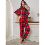 Toloer Ladies Red Checked Long Sleeves Autumn And Winter Home Clothes Two-Piece Suit Can Be Worn Outside Ebay-Outfit