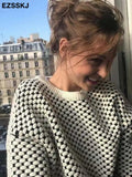 oversize blue dot Sweater Pullovers Women winter autumn thick O-neck chic 2021 sweater long sleeve sweater