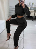Winter Cropped Hoodie and Sweatpants Twp Piece