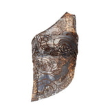 Toloer Summer New Women's Fashion Sexy Hot Girl Irregular Inclined Shoulder Vintage Print Slim Vest Woman-Outfit