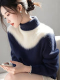 Toloer And White Imitation Sting Velvet Sweater Women 2025 Winter New High-End Feeling Super-Good-Looking Half-High Collar Top Knitted
