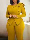 Fashion Women's Winter New Fashion Temperament Solid Color Long Sleeve T-Shirt Trousers African