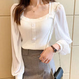 Bubble Sleeves Women's Long Sleeve Spring New Square Collar Knitted Shirt Dress Jacket Coat Jacket