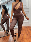 Snake Skin Printed One Shoulder Sexy
