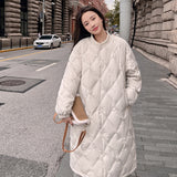 Diamond Cotton Clothes Female Long Winter 2024 New Knee Live Hat Oversize Port Wind Loose Down Cotton-Padded Jacket Tide-Outfit
