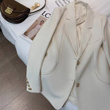 Toloer Suit Jacket Female GJ Sense Spring Autumn 2024 New Korean Version Of Fashion Long Small Suit-Outfit