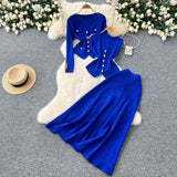 Fragrant Style Wears Women's Three-Piece Set Of Sleeveless Vest Metal Buckle Long-Sleeved Knitted