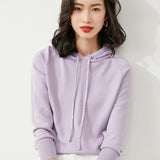Toloer New Long-Sleeved Hoodie Sweater Women's Pullover Hoodie Loose Casual Short Top Hoodie Bottom Sweater-Outfit