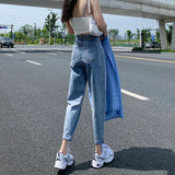 Toloer Jeans Women's Fall Women 2024 New High Waist Slim Versatile Loose Straight Dad Turnip Pants-Outfit
