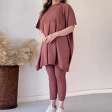 2025 New Solid Color Round Neck Large-Size Short-Sleeved Knitted Shirt Casual