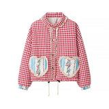 Women's Autumn And Winter New Street Fashion Love Lace Splicing Lattice Cotton