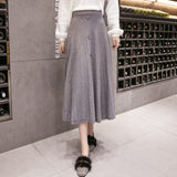 Skirt Women's 2023 Autumn And Winter New Korean Version Of Wool Skirt A-Shaped Skirt Medium-Long High-Waist Pleated Skirt-Outfit