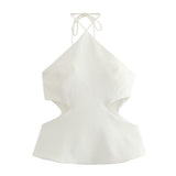 New Open Design Solid Color Collar Short Blouse 7853707-Outfit