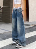 blue boyfriend jeans with washed
