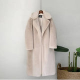 Ladies Faux Leather Long Coats Femme Pockets Soft Mink Fur Women Trendy Street Style Loose Short Outwear