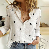 Printed Cotton Linen Women Shirt Plus Size 5XL Single Breasted Turndown Collar Female Shirts 2021 Spring Loose Casual