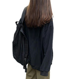 Toloer New Autumn Korean Version Loose Large Size Pure Color Thin Long-Sleeved Hoodie Women's Students On Clothes