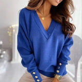 Jumper Sweaters For Women Loose Office Lady Casual New Long Sleeve Knitted Sweater Women Button Pullover Sweater