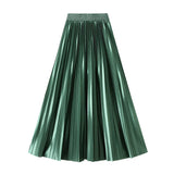 Version Of The Thin Spring New Bright Face Luster High Waist 100 Folds A Word Showing Skinny Dress Half-Dress Skirt