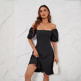 Station Summer Hot New Solid Color Collar Bubble Bubble Sleeve Dress