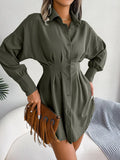 Casual Lantern Sleeve Waist-tight Asymmetric Shirt Women's