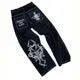 Year's New Skeleton Embroidered Jeans For Men's Casual Street Style Korean Version Of The Trend Is Loose-Outfit