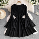 High-End Knitted Dress Women Autumn And Winter Royal Sister Temperament Dating Short Skirt French Waist Sweater