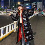 Women Winter X-length Puffer Hood Bomber Basic Jacket Long Female Coat Loose Parka Plus Size Korean Hat S Outerwear Snow