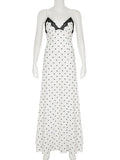 White Polka Dot V-Neck Maxi Dress-Outfit