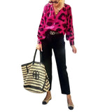 Toloer Women's Wear Fall 2024 Ladies Fashion Long Sleeved Bohemian Wind Leopard Print Top-Outfit