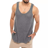 Toloer Spring And Summer Men's Casual Top Tank Top Sleeveless Knit Pure Color Men's Sweater