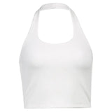 Toloer Hot Girl Hanging Neck Back Small Sling Female Slim Short Crop Pure Color Thread Short Jacket Tide