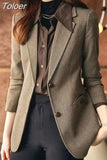 Temperament Lapel Long Sleeve Casual Blazer Professional Elegant Chic Clothing CasualAll-Match Spring Autumn